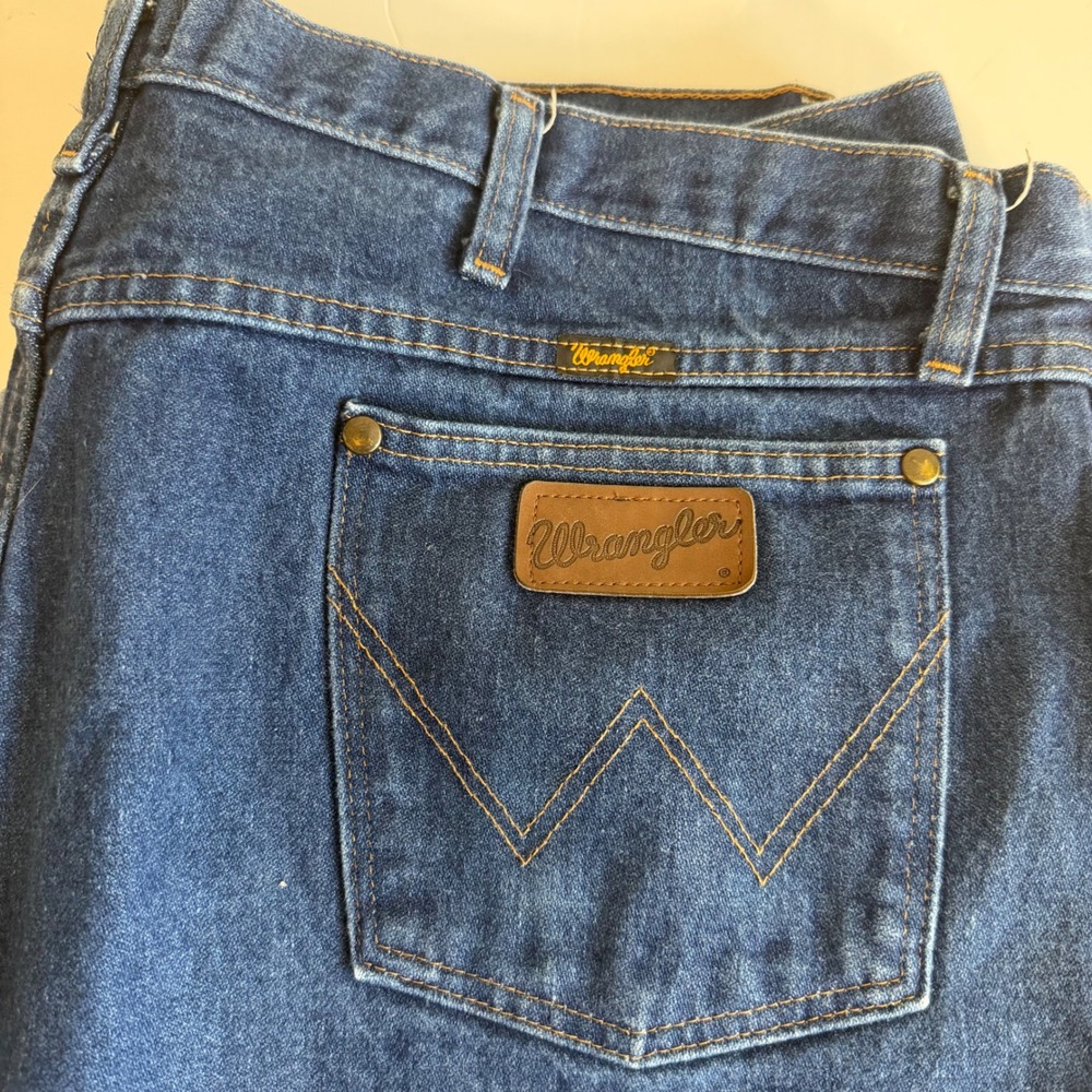 Wrangler 47MWZ Regular Fit Jeans Mens 46x34 Blue Denim Western Cowboy Workwear
